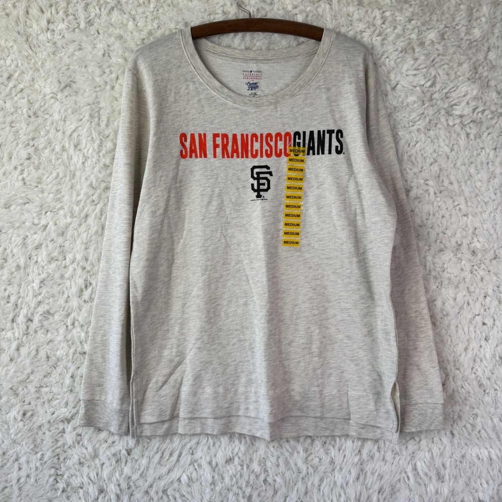 SAN FRANCISCO GIANTS Womens Medium Gray Long Sleeve Tee Shirt MLB NWT